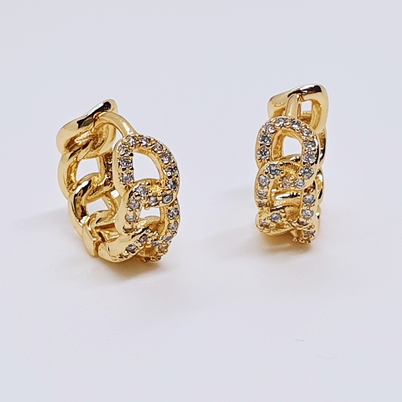 Jewelry - 18ct Gold Plated on 925 Silver cuban chain hoop earrings